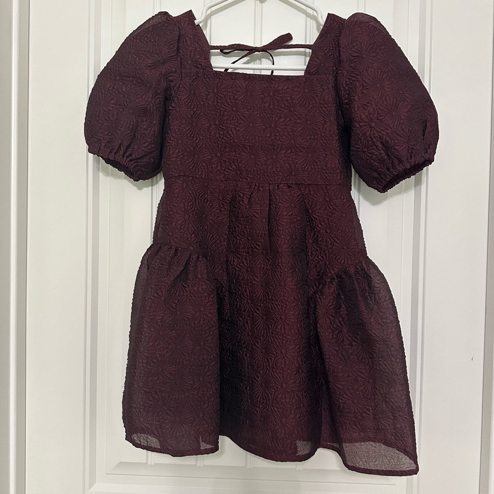 GB Girls Red and Purple Smocked Puff Sleeve Sundress Sz 7 NWT
